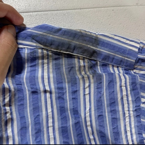New Men's POLO RALPH LAUREN Blue Striped Casual Cotton Shirt Slim Fit Sz XLT - Picture 6 of 13